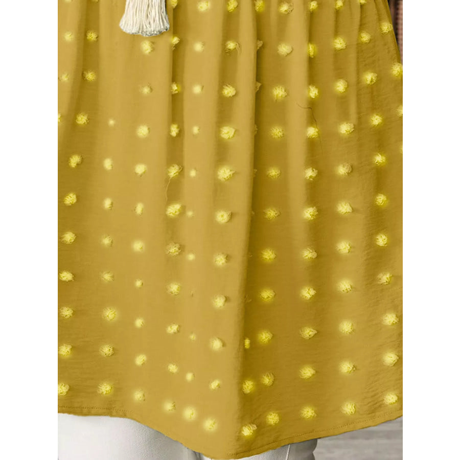 Plus Size Swiss Dot V-Neck Casual Blouse Apparel and Accessories