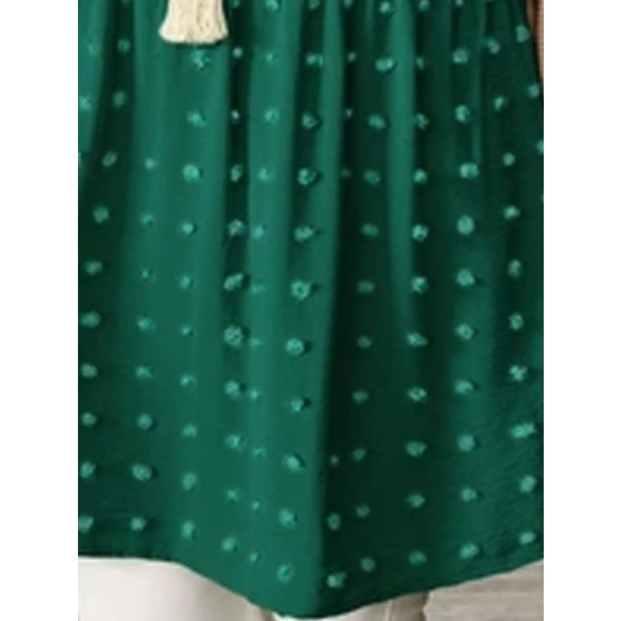 Plus Size Swiss Dot V-Neck Casual Blouse Apparel and Accessories