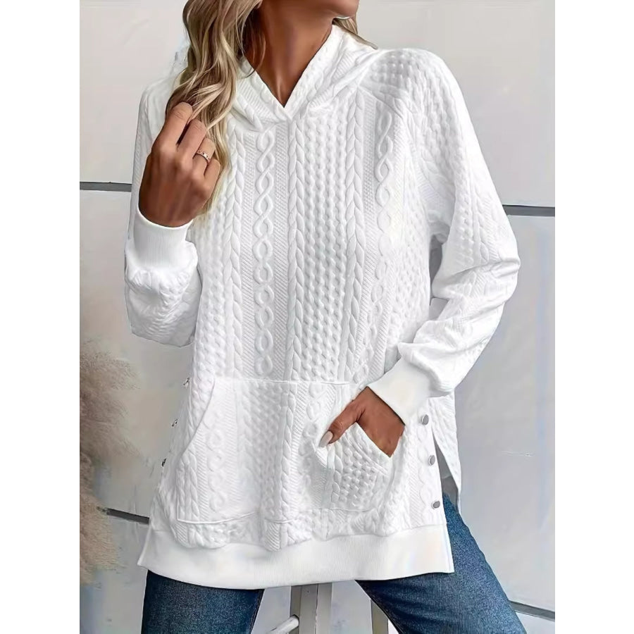 Plus Size Texture Long Sleeve Hoodie Apparel and Accessories