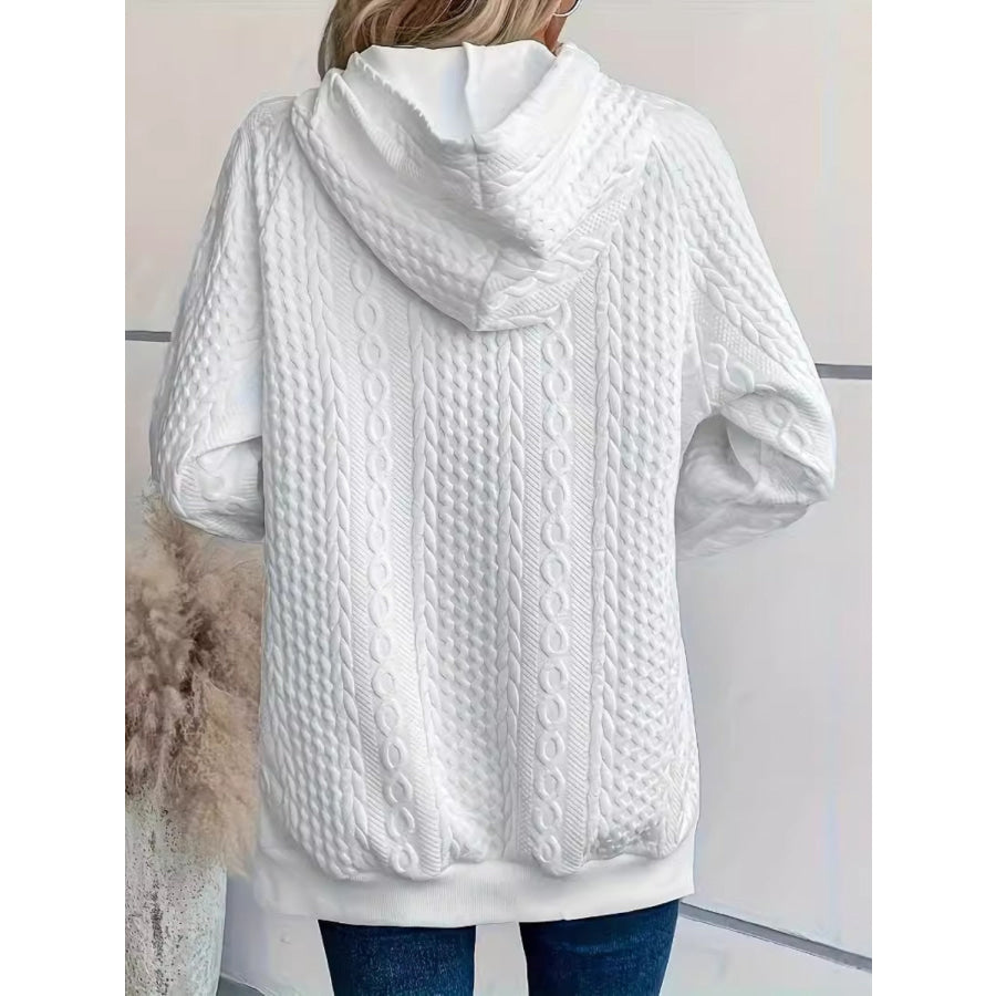 Plus Size Texture Long Sleeve Hoodie Apparel and Accessories