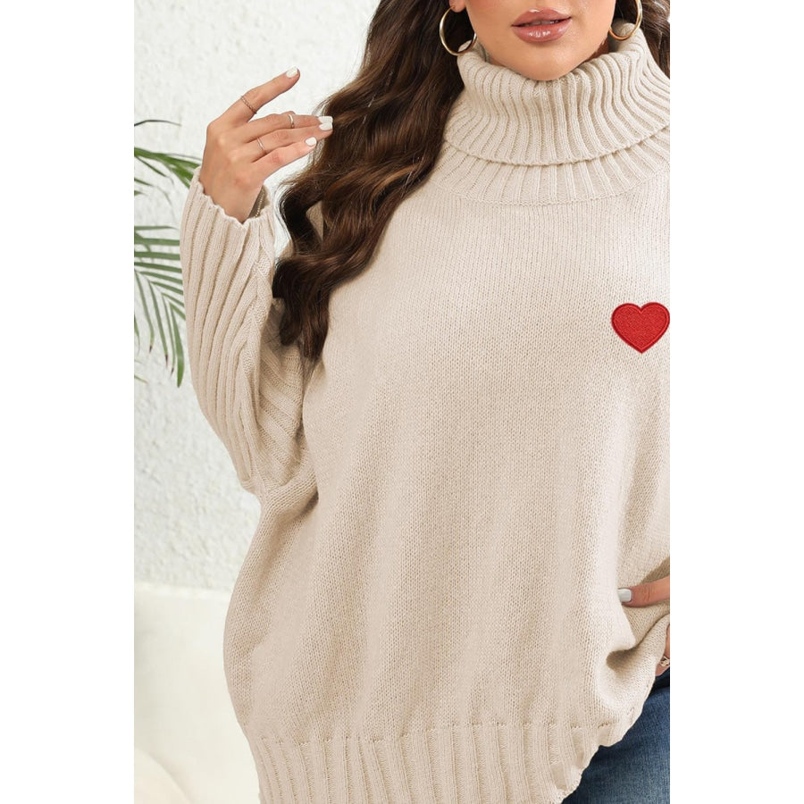 Plus Size Turtle Neck Long Sleeve Sweater