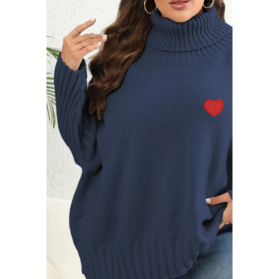 Plus Size Turtle Neck Long Sleeve Sweater