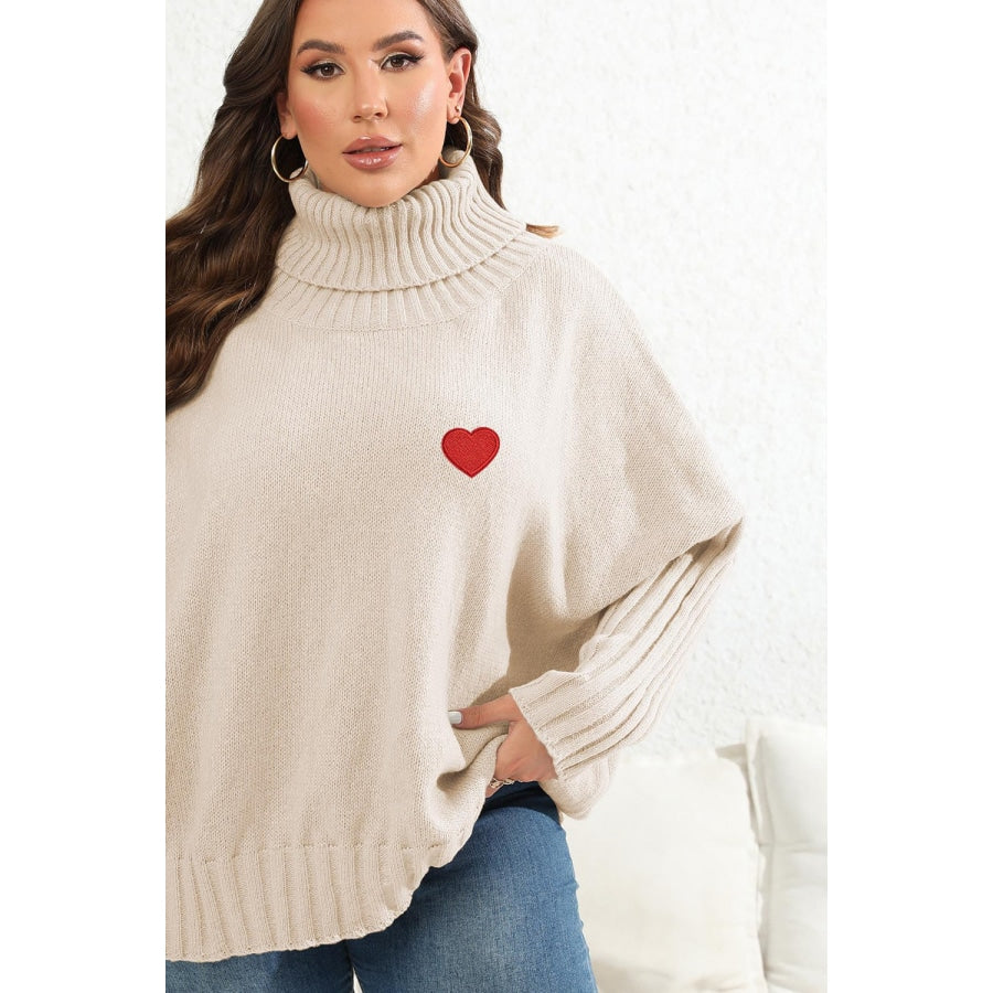 Plus Size Turtle Neck Long Sleeve Sweater