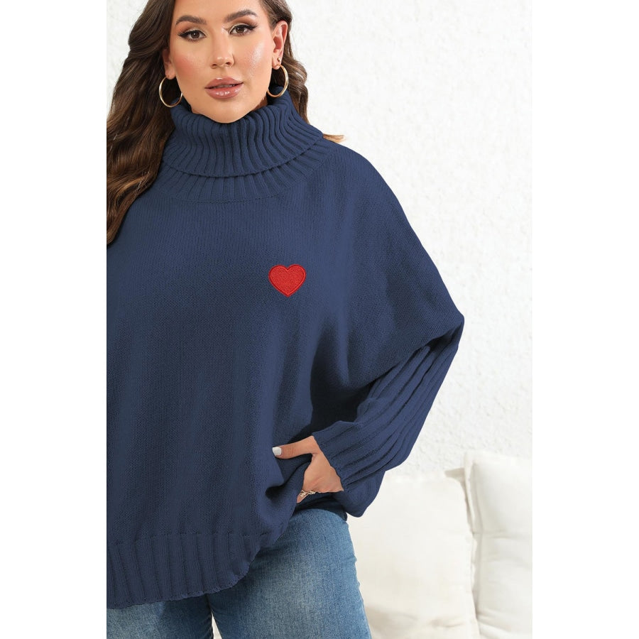 Plus Size Turtle Neck Long Sleeve Sweater