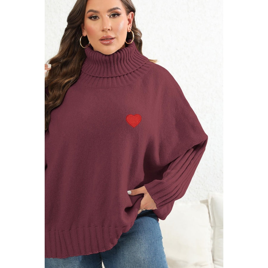 Plus Size Turtle Neck Long Sleeve Sweater