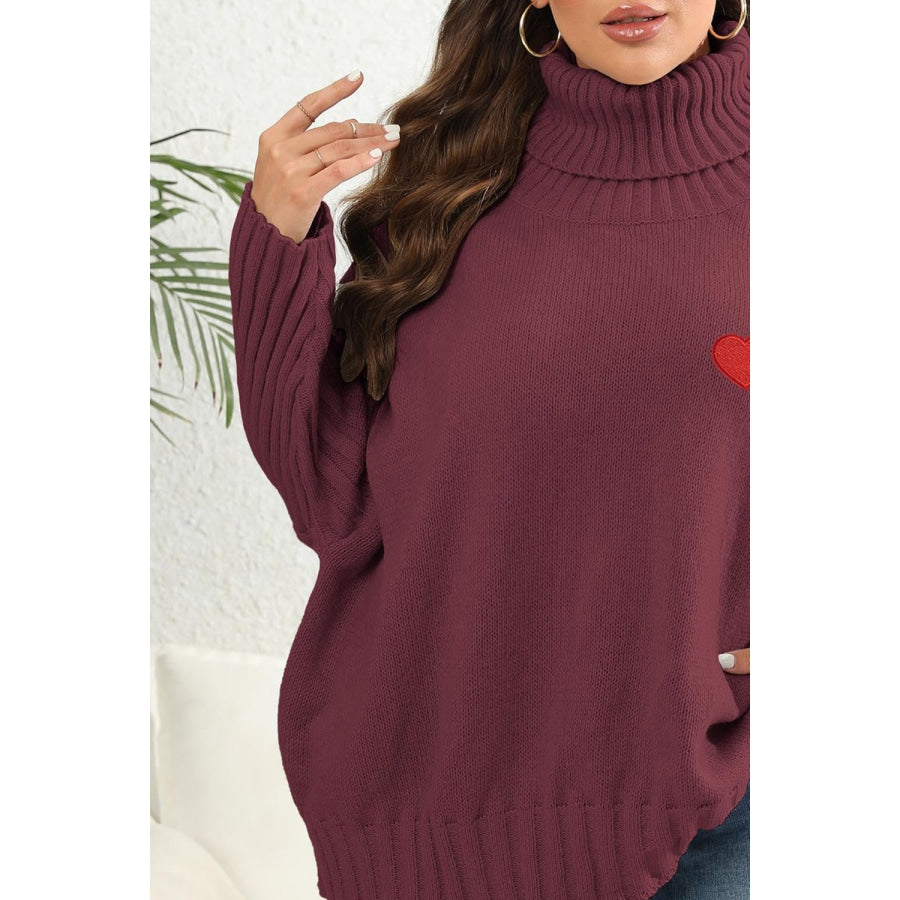 Plus Size Turtle Neck Long Sleeve Sweater