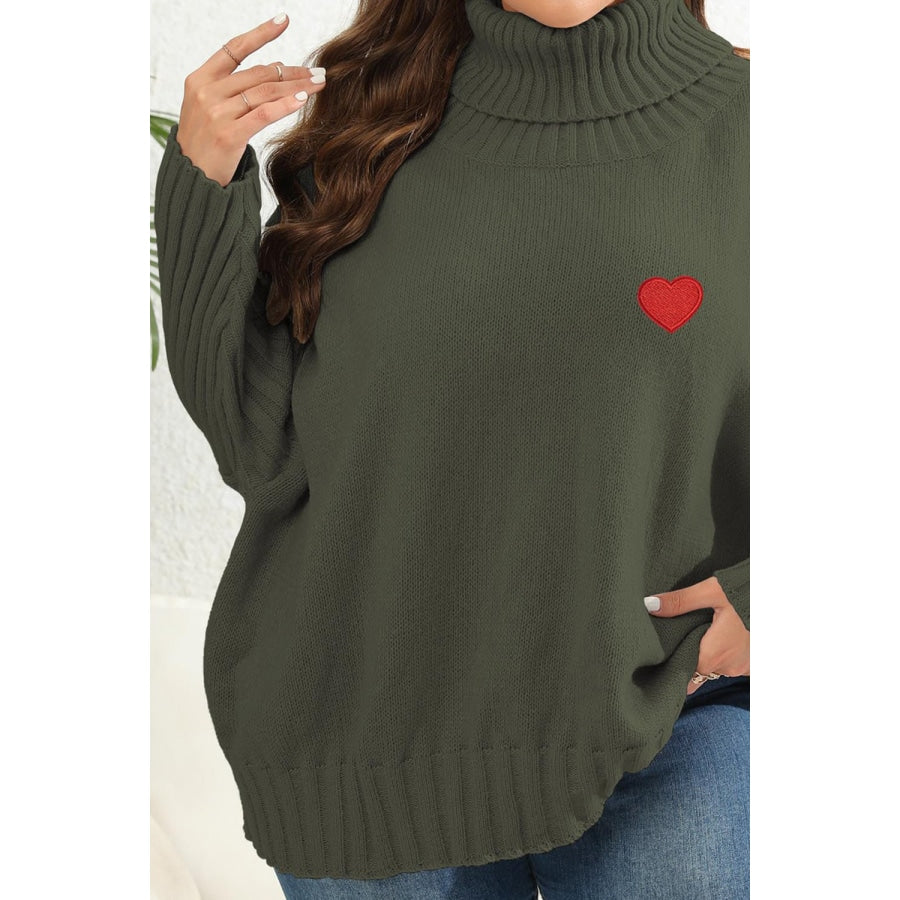 Plus Size Turtle Neck Long Sleeve Sweater