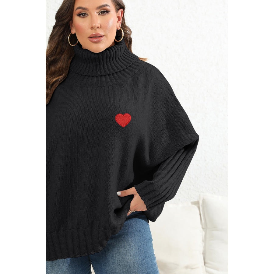 Plus Size Turtle Neck Long Sleeve Sweater