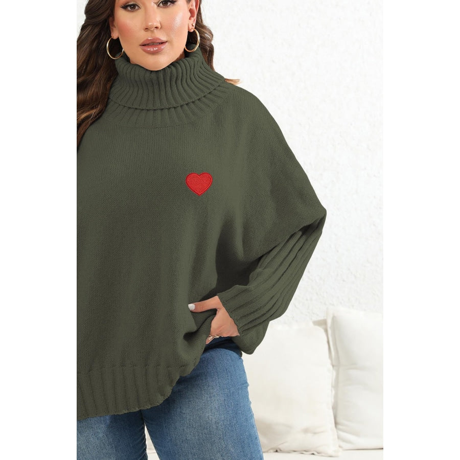 Plus Size Turtle Neck Long Sleeve Sweater