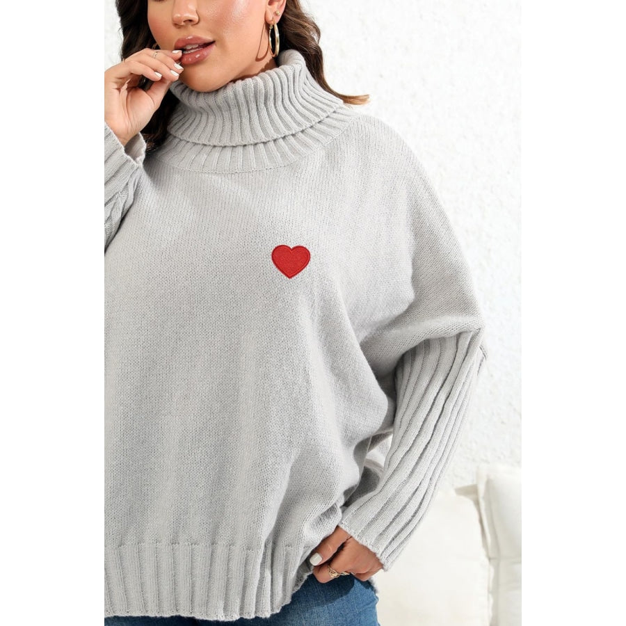 Plus Size Turtle Neck Long Sleeve Sweater