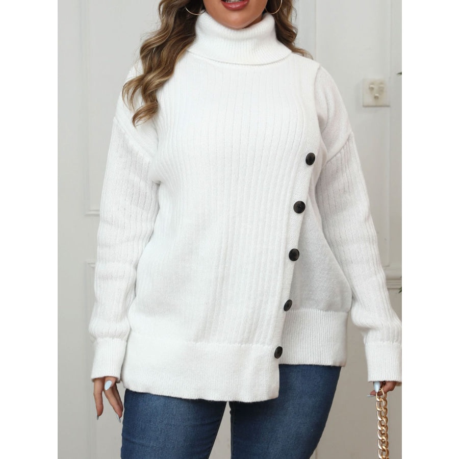 Plus Size Turtleneck Long Sleeve Sweater Apparel and Accessories