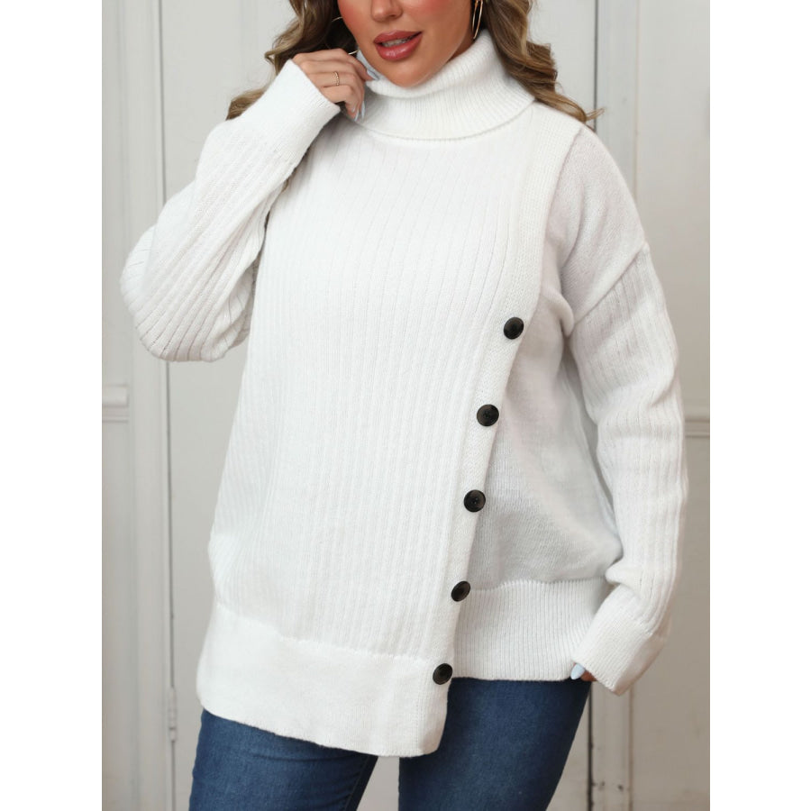 Plus Size Turtleneck Long Sleeve Sweater Apparel and Accessories