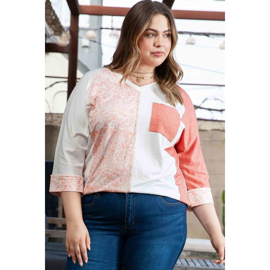 Plus Size Two Tone Top