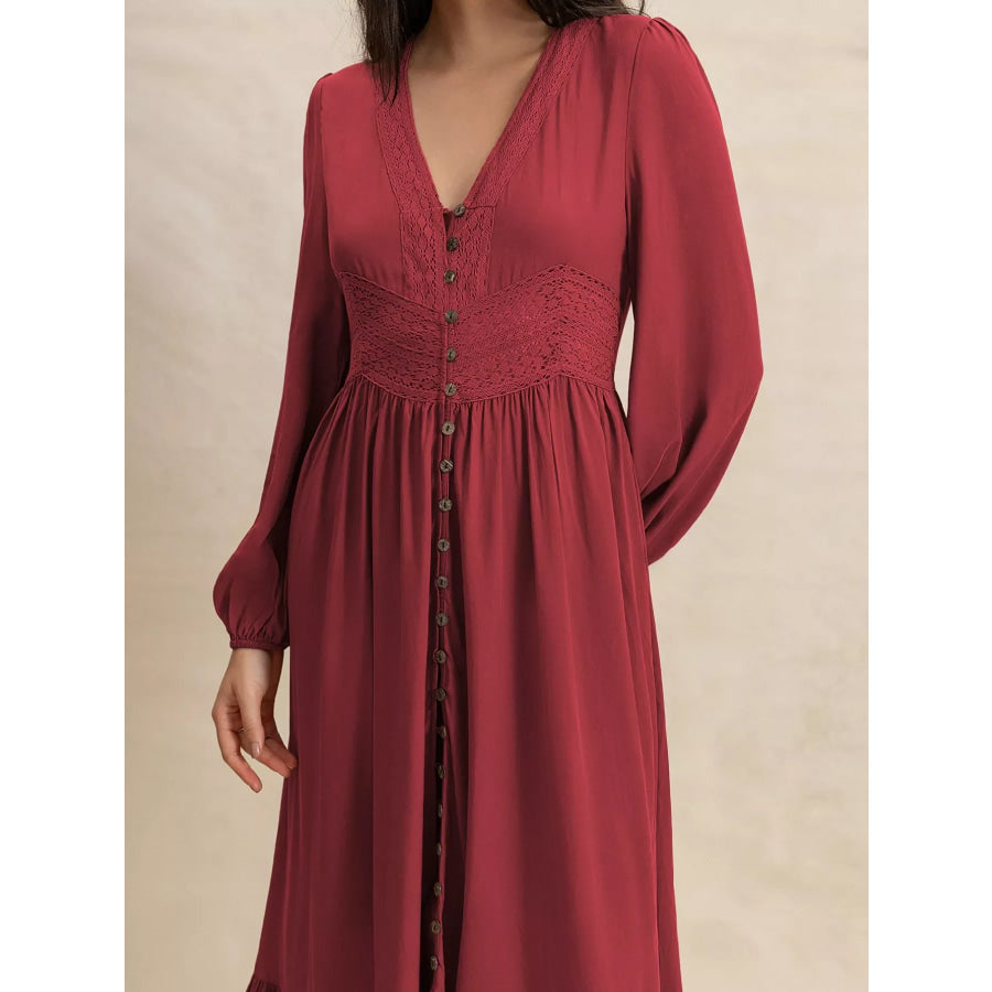 Plus Size V-Neck Balloon Sleeve Maxi Dress Apparel and Accessories