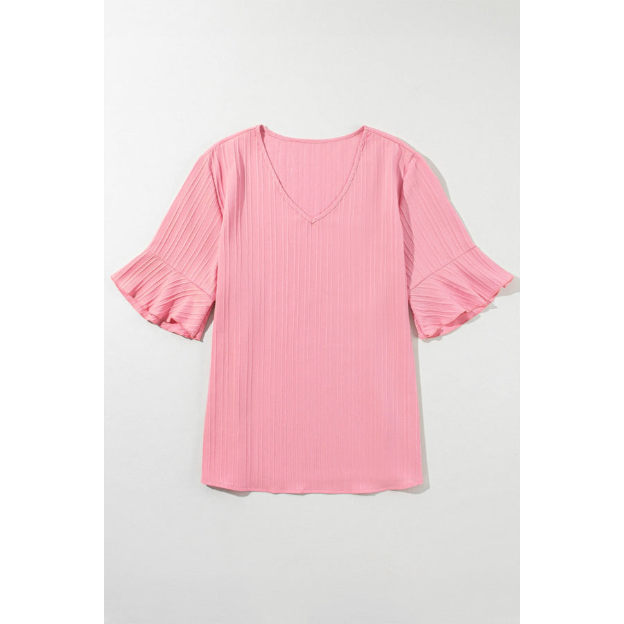 Plus Size V-Neck Half Sleeve Blouse Apparel and Accessories