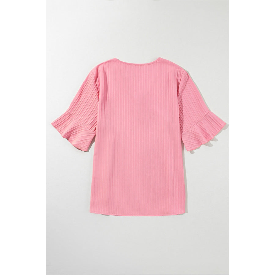 Plus Size V-Neck Half Sleeve Blouse Apparel and Accessories