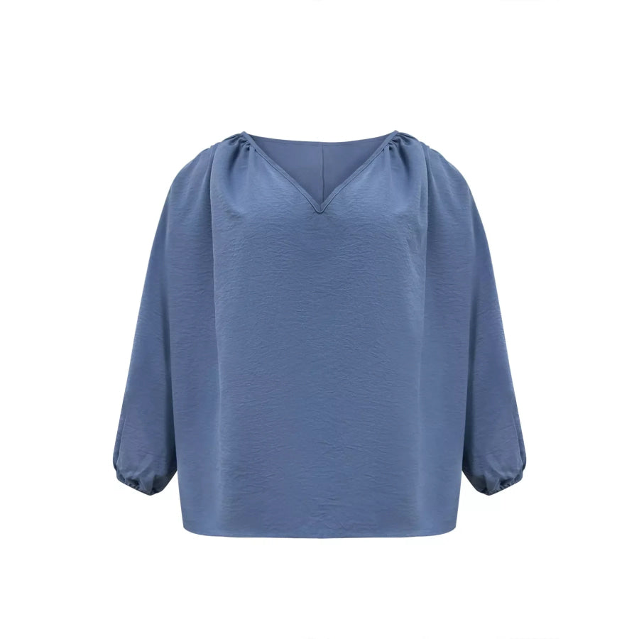 Plus Size V-Neck Long Sleeve Blouse Apparel and Accessories