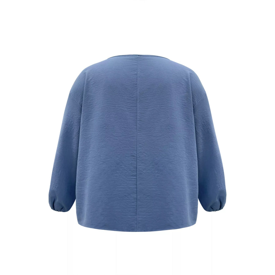 Plus Size V-Neck Long Sleeve Blouse Apparel and Accessories