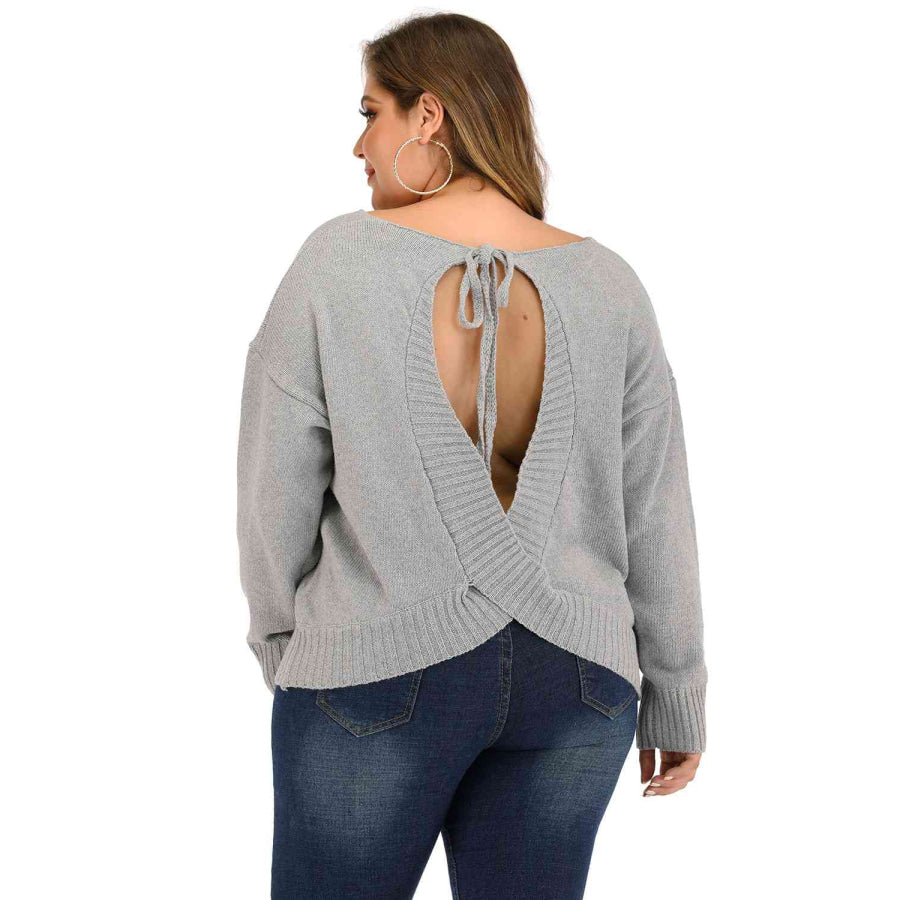 Plus Size V Neck Pullover Sweater Cloudy Blue / 1XL