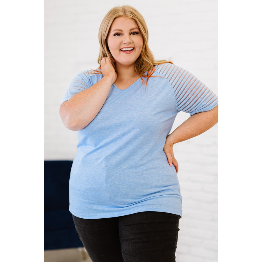 Plus Size V-Neck Raglan Sleeve Tee Pastel Blue / 1X