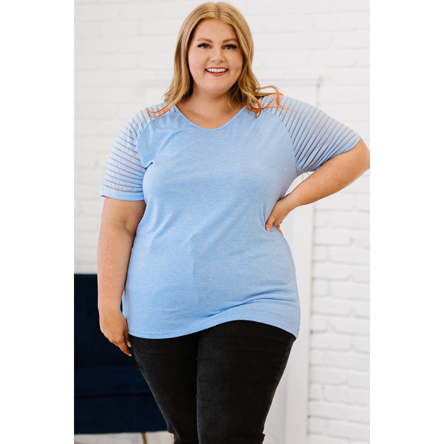 Plus Size V-Neck Raglan Sleeve Tee