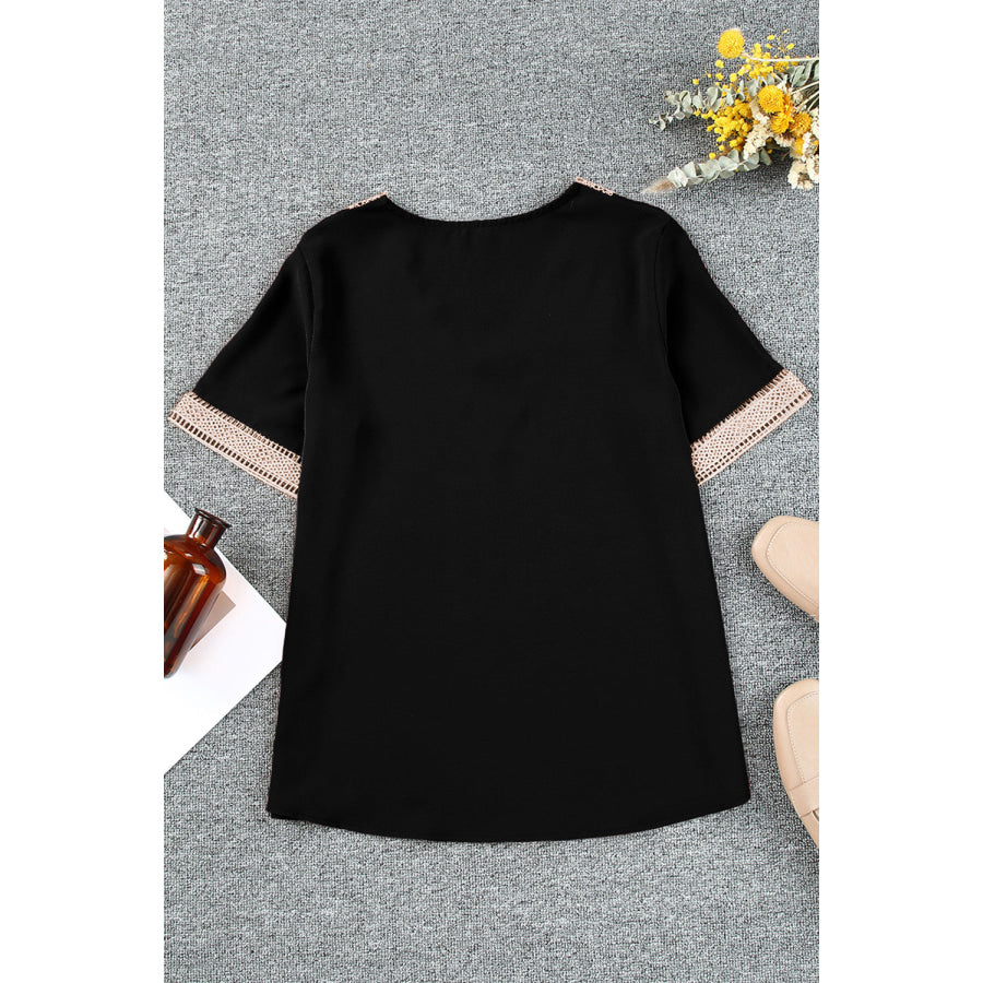 Plus Size V-Neck Short Sleeve Blouse Apparel and Accessories