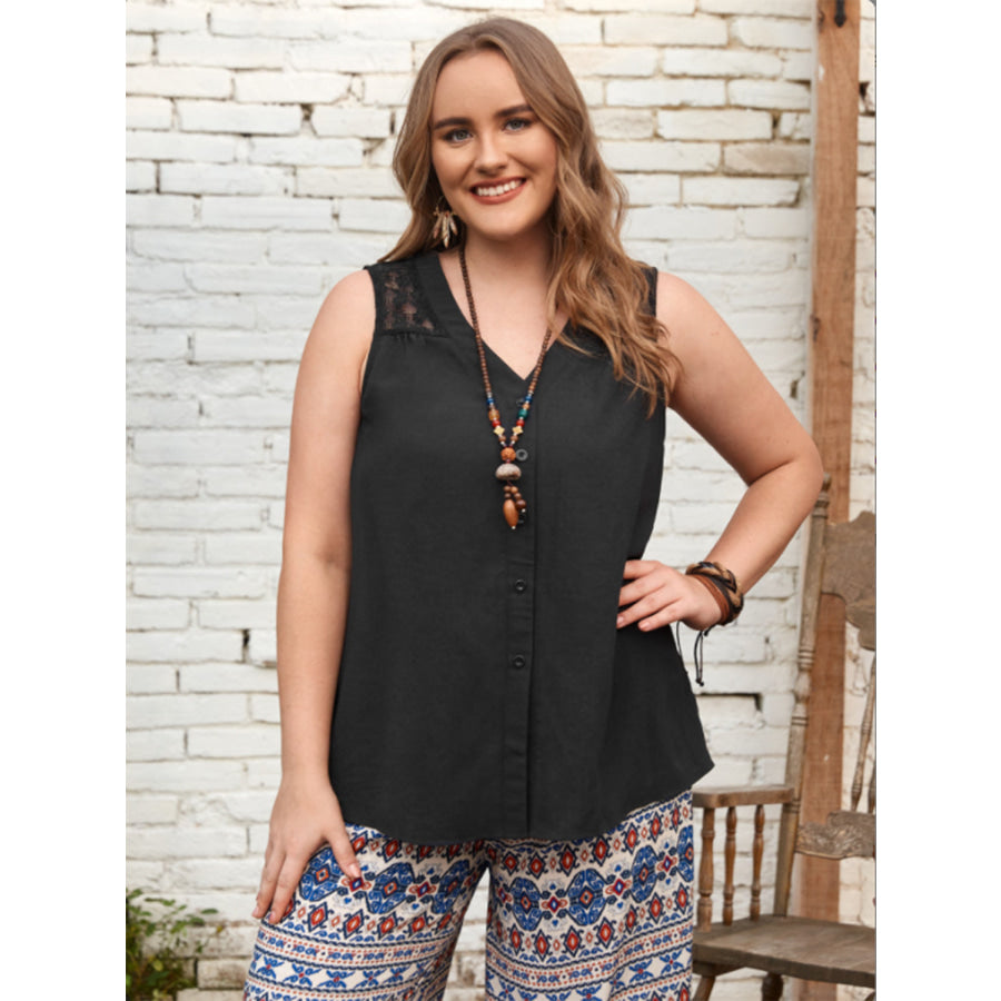 Plus Size V-Neck Tank Black / 0XL Apparel and Accessories