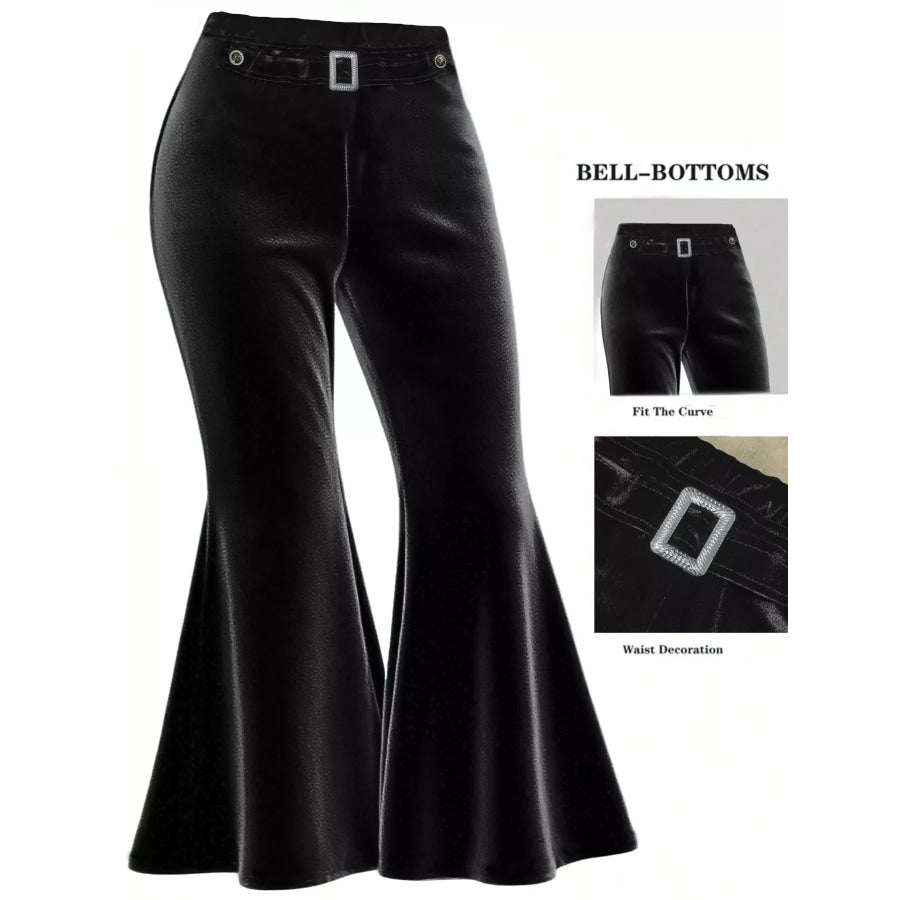 Plus Size Velvet Flared Pants Black / 0XL Apparel and Accessories