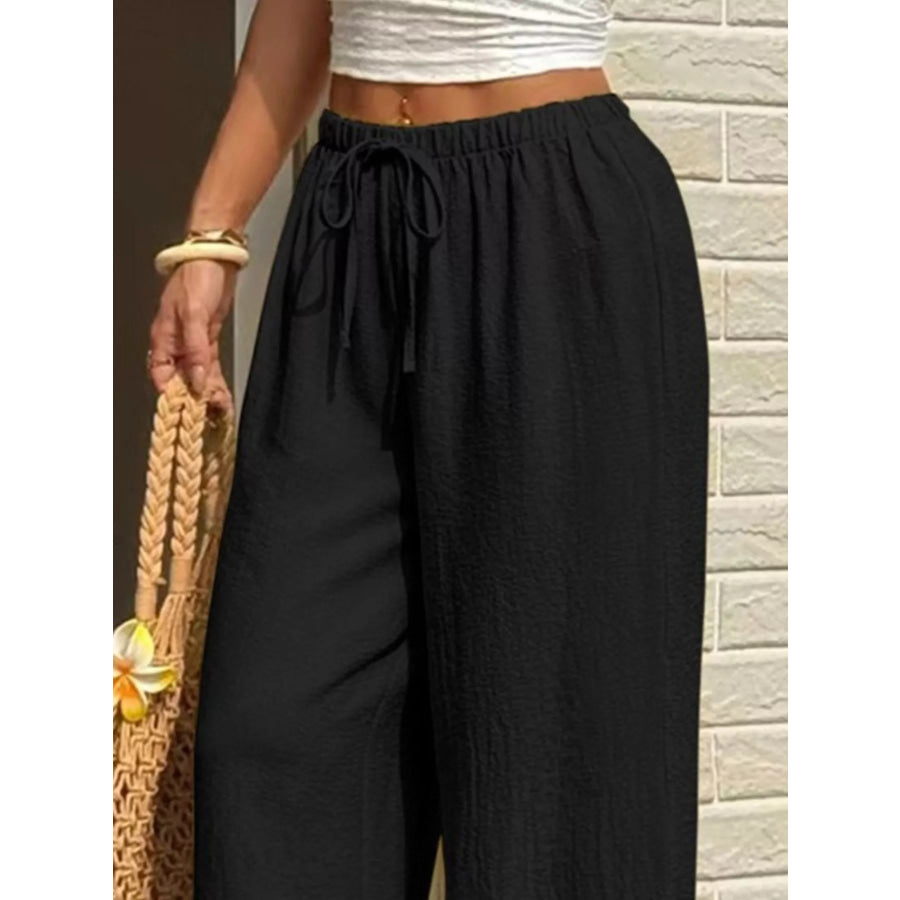 Plus Size Wide Leg Drawstring Pants Apparel and Accessories