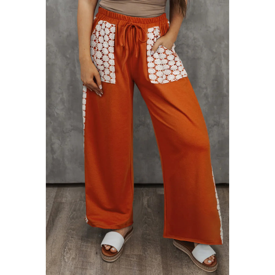 Plus Size Wide Leg Pants Orange / 1XL Apparel and Accessories