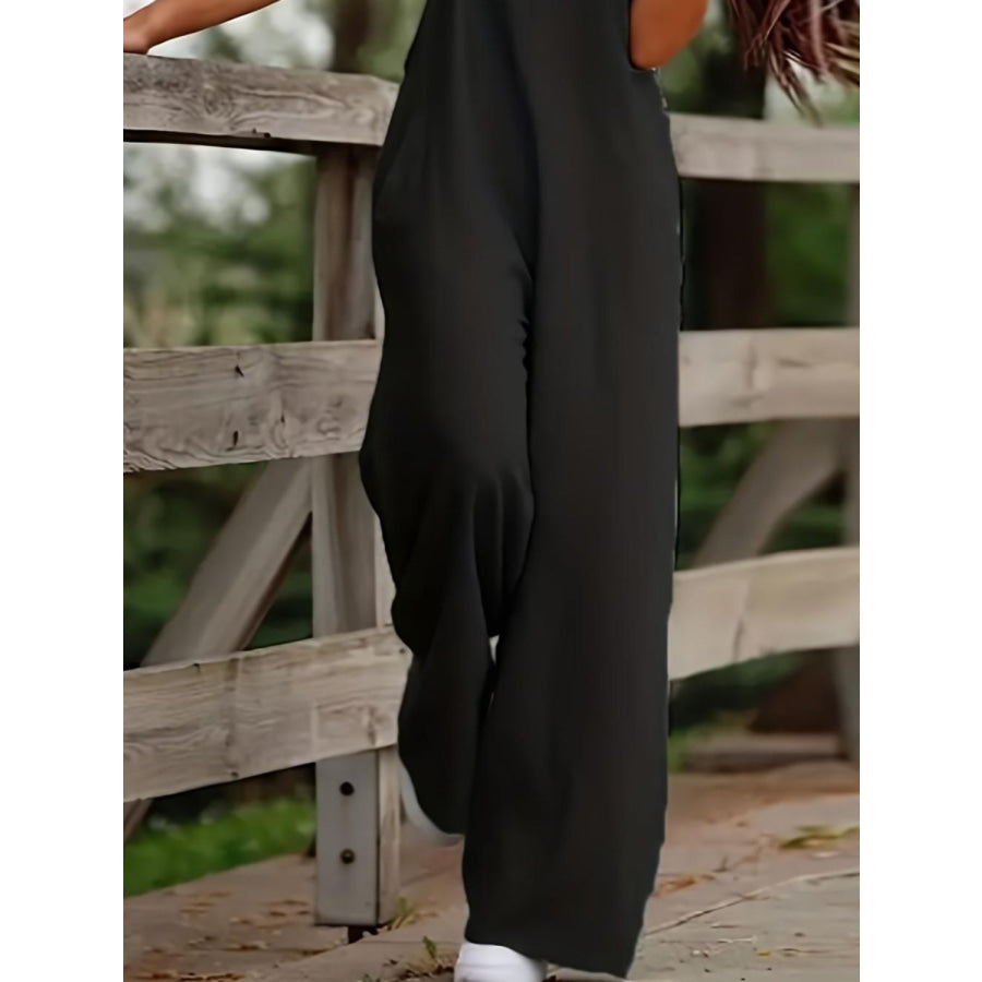 Plus Size Wide Leg Spaghetti Strap Overalls Apparel and Accessories