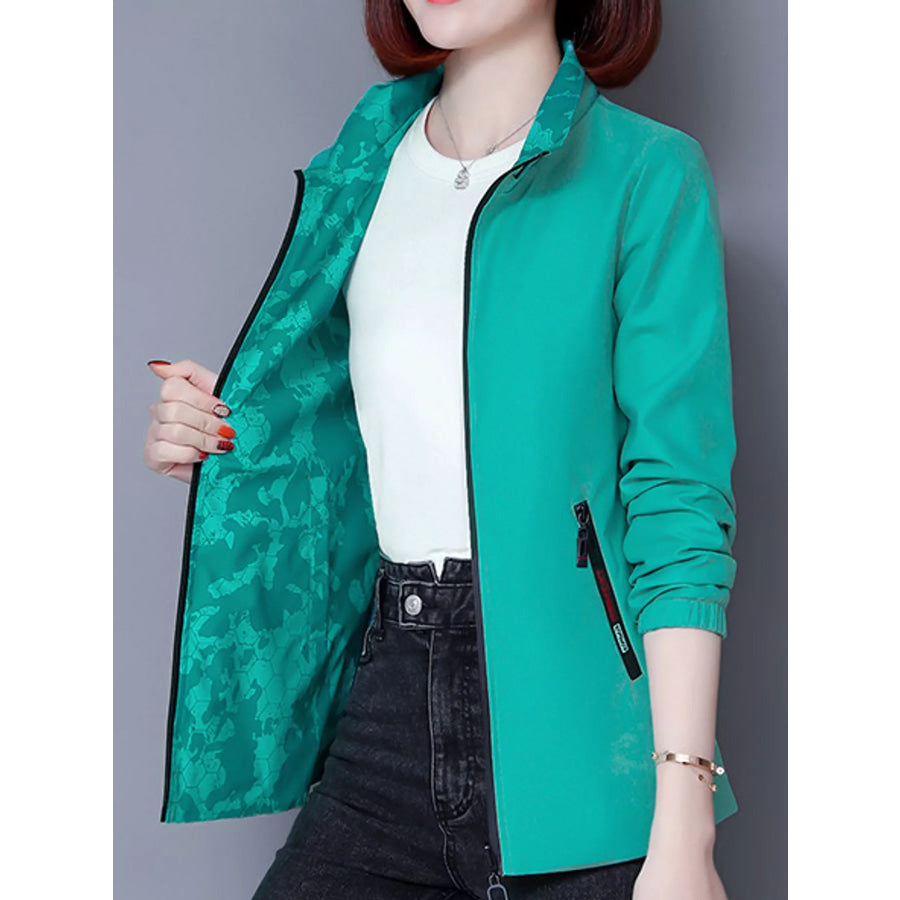 Plus Size Zip Up Hooded Jacket Apparel and Accessories