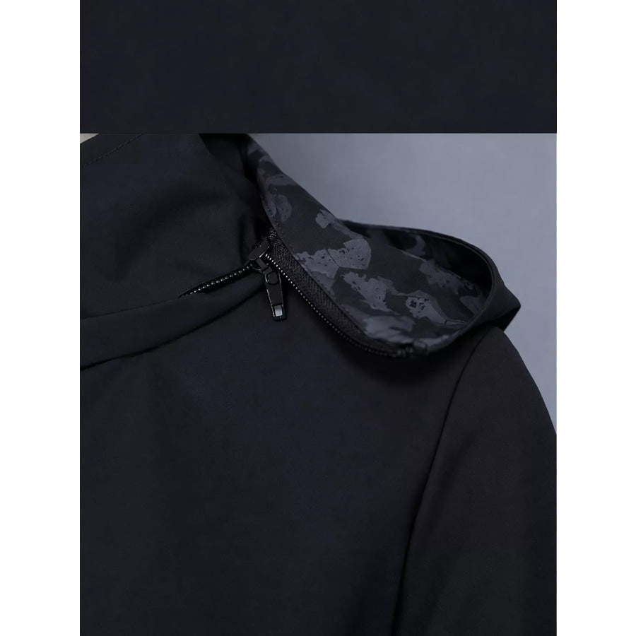 Plus Size Zip Up Hooded Jacket Apparel and Accessories
