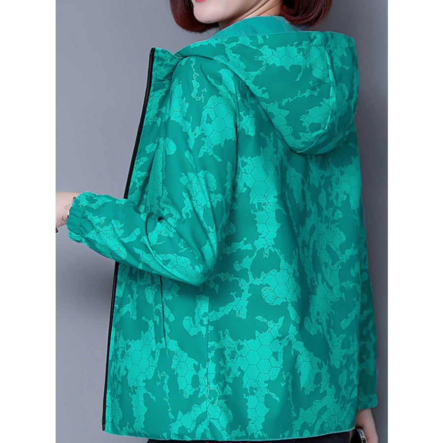 Plus Size Zip Up Hooded Jacket Apparel and Accessories