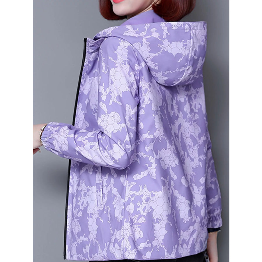 Plus Size Zip Up Hooded Jacket Apparel and Accessories