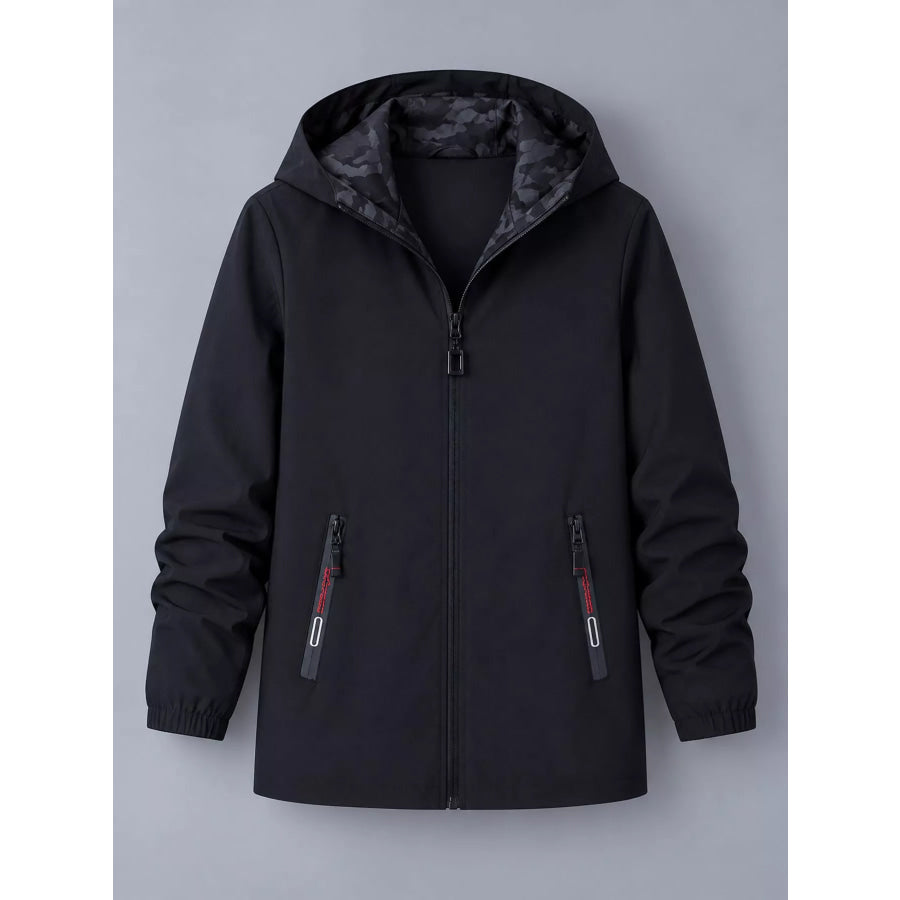 Plus Size Zip Up Hooded Jacket Apparel and Accessories