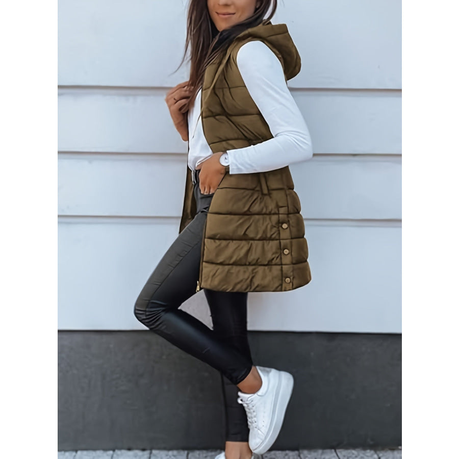 Plus Size Zip Up Hooded Vest Coat Apparel and Accessories