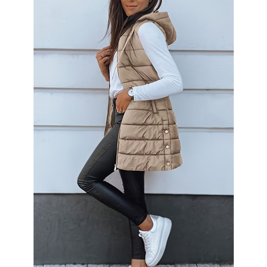 Plus Size Zip Up Hooded Vest Coat Apparel and Accessories