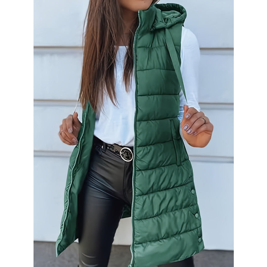 Plus Size Zip Up Hooded Vest Coat Apparel and Accessories