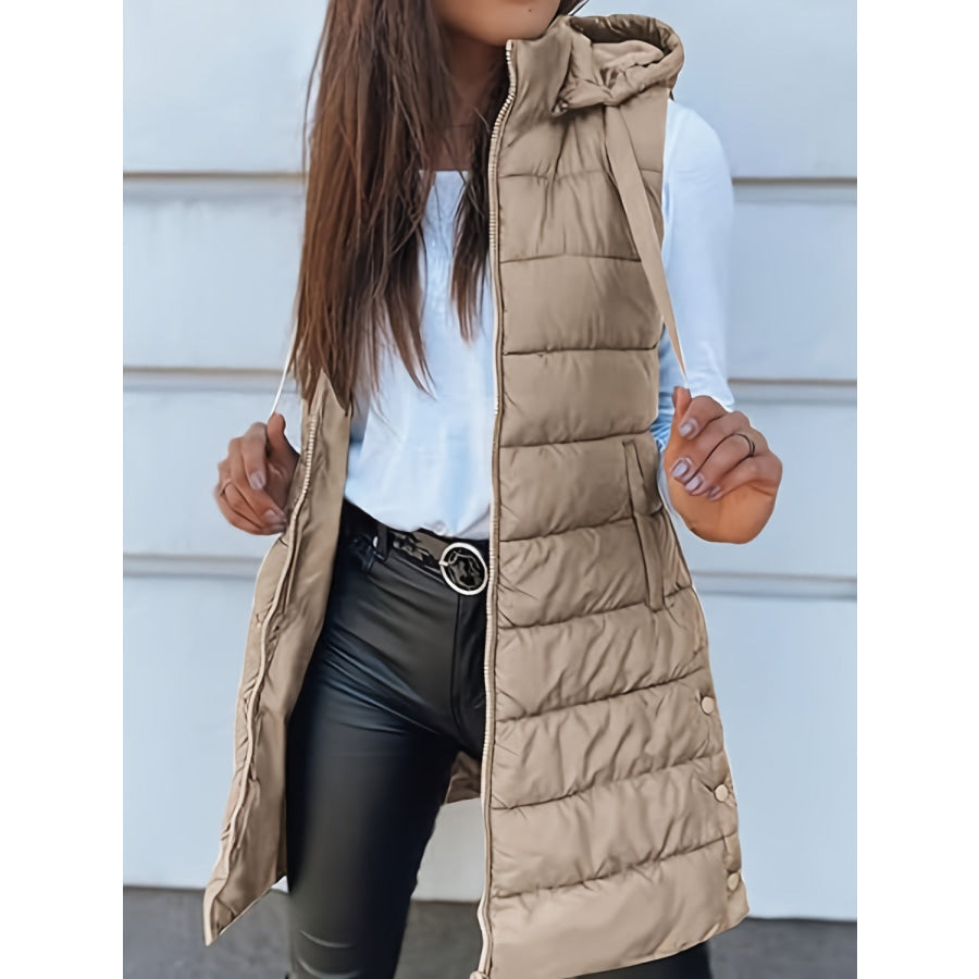 Plus Size Zip Up Hooded Vest Coat Apparel and Accessories