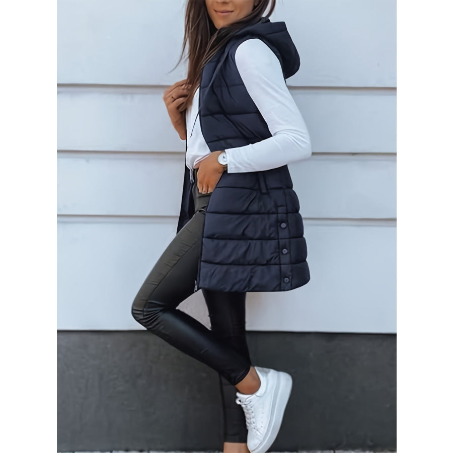 Plus Size Zip Up Hooded Vest Coat Apparel and Accessories