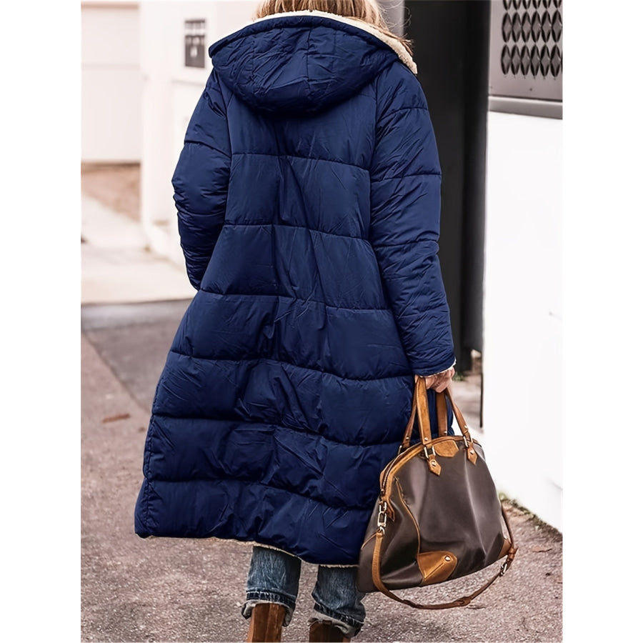 Plus Size Zip Up Sherpa Hooded Coat Apparel and Accessories