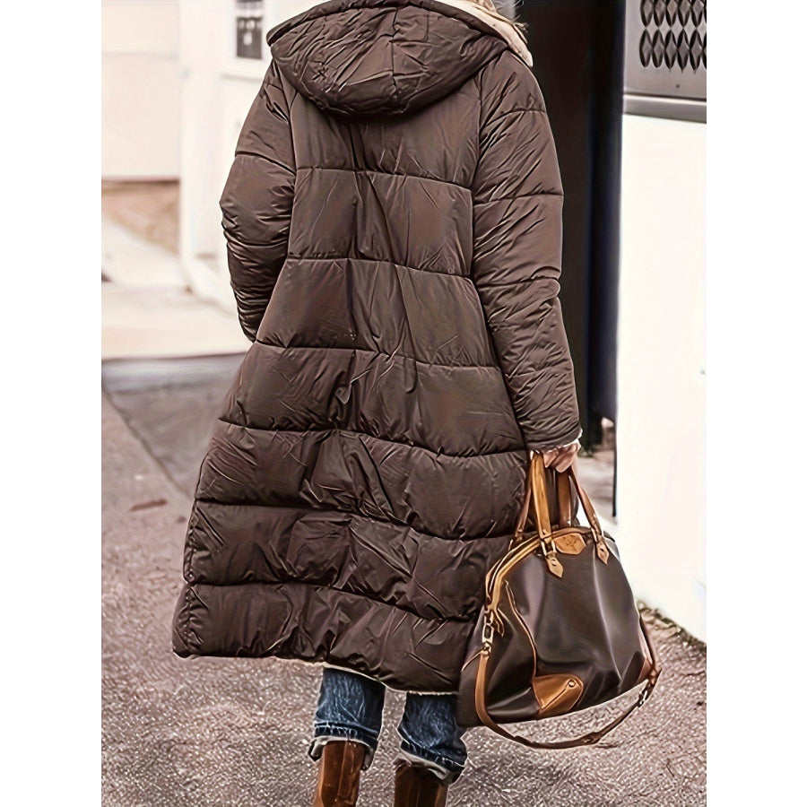 Plus Size Zip Up Sherpa Hooded Coat Apparel and Accessories