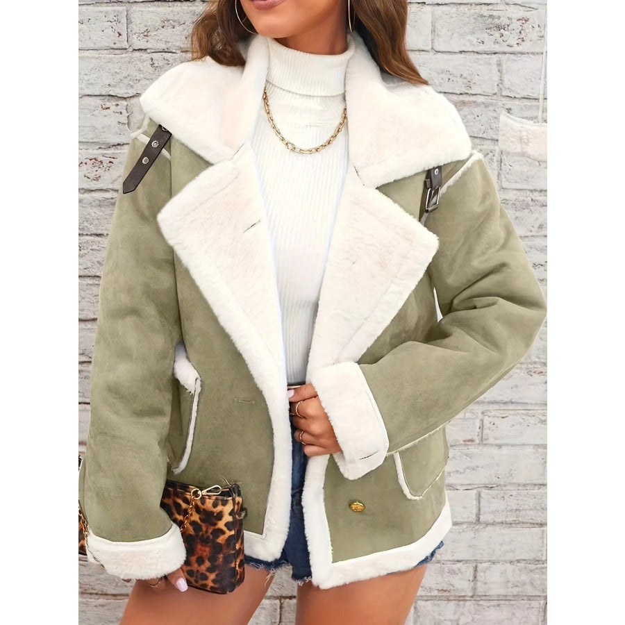 Plush Button Up Outerwear Apparel and Accessories