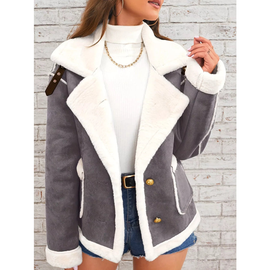 Plush Button Up Outerwear Apparel and Accessories