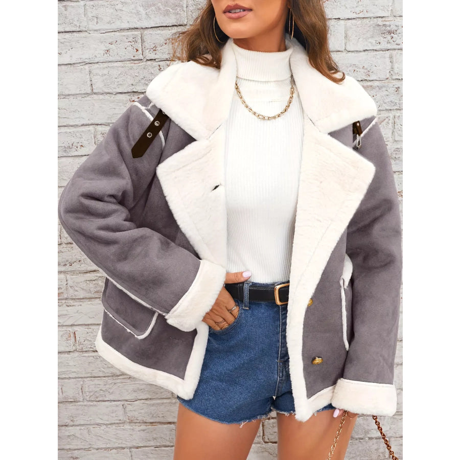Plush Button Up Outerwear Apparel and Accessories