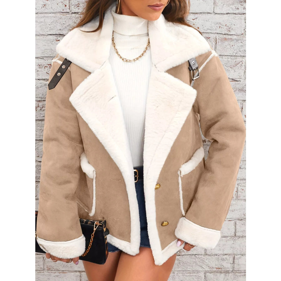 Plush Button Up Outerwear Earthy Yellow / S Apparel and Accessories