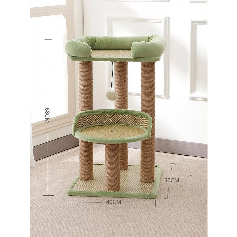 Plush Cat Tree Condo with Scratching Posts Sage / One Size Apparel and Accessories