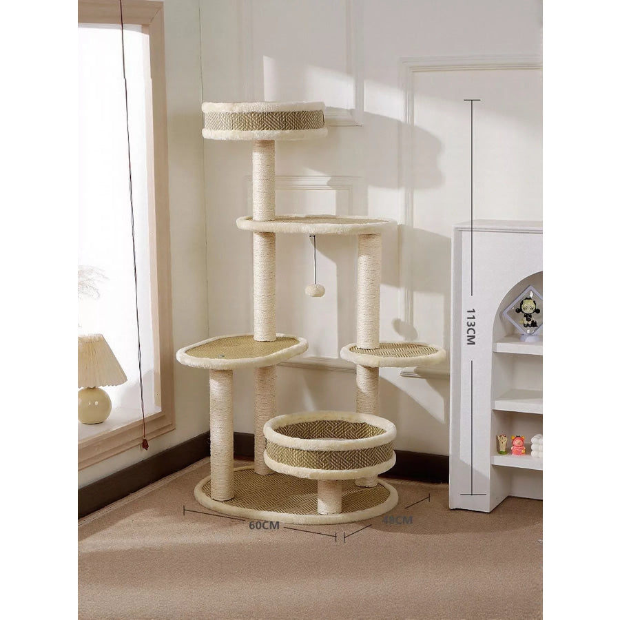 Plush Cat Tree Condo with Scratching Posts Sisal Style / One Size Apparel and Accessories