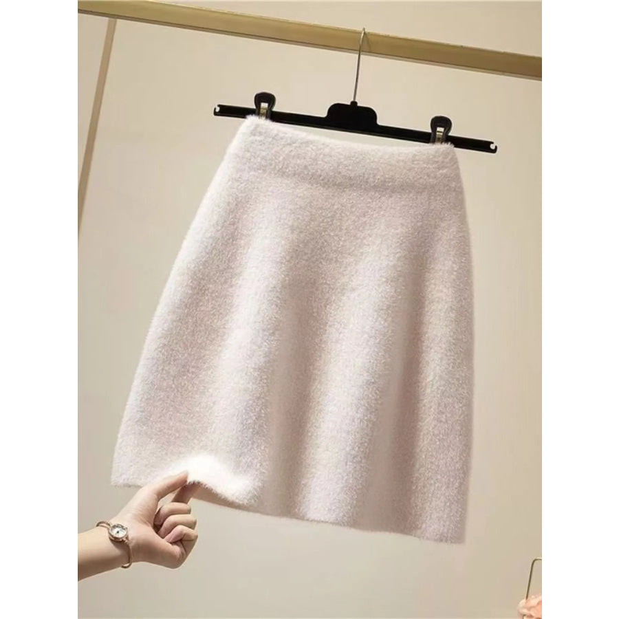 Plush Knit Mini Skirt White / S Apparel and Accessories